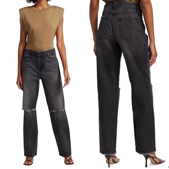 Good American Denim - NWT Good American Good '90s High-Rise Ripped Stretch Straight-Leg Jeans Size 18
